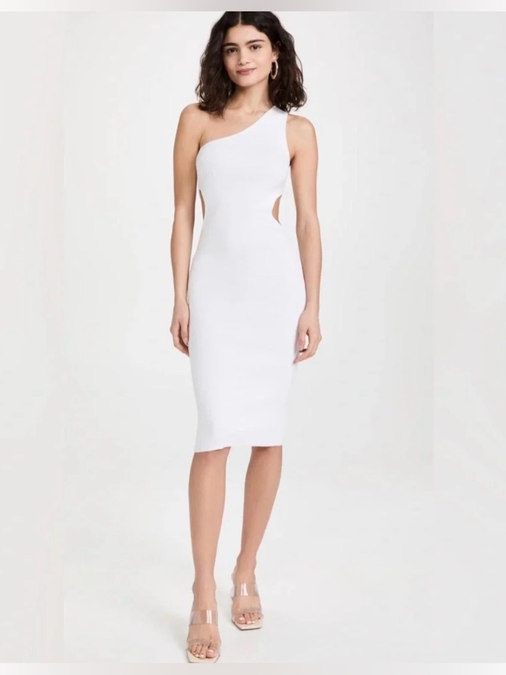 Victor Glemaud White One-Shoulder Cutout Midi Dress